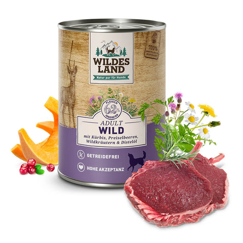 Wild mit Kürbis, Preiselbeeren, Wildkräutern und Distelöl