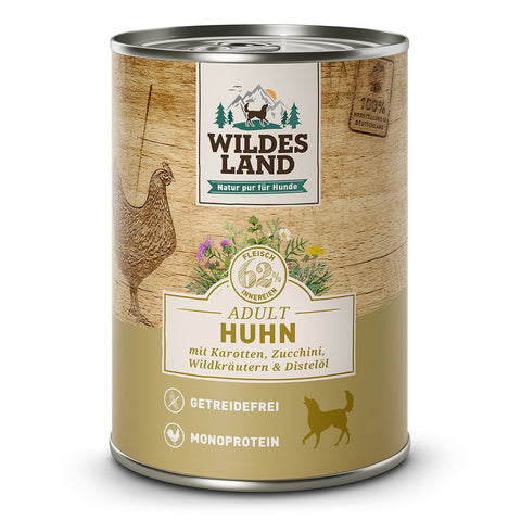 Huhn mit Karotten, Zucchini, Wildkräutern und Distelöl