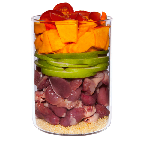 Huhn mit Kürbis, Kamille und Blütenpollen