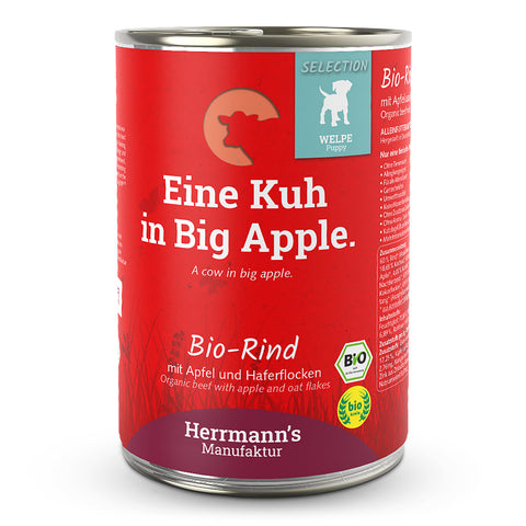 Bio Rind mit Apfel und Haferflocken