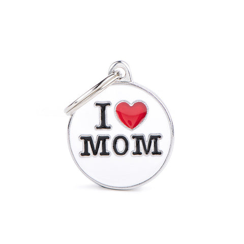 Personalisierbare Hundemarke "I love Mom" Klein